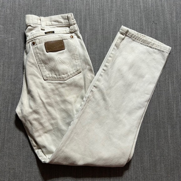 Wrangler Other - Wrangler 13MWZTN Cowboy Cut Jeans Mens 31x32 Tan Bone White Straight Leg Denim